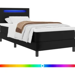 Lits & Accessoires-vidaXL Lit à ressorts avec matelas 90 x 190 cm Simili cuir Noir