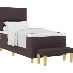Lits & Accessoires-vidaXL Lit à ressorts avec tête de lit 200 x 80 cm tissu Marron foncé
