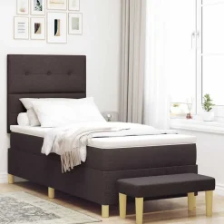 Lits & Accessoires-vidaXL Lit à ressorts avec tête de lit 200 x 80 cm tissu Marron foncé
