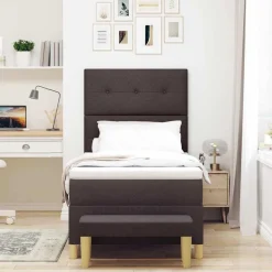 Lits & Accessoires-vidaXL Lit à ressorts avec tête de lit 200 x 80 cm tissu Marron foncé
