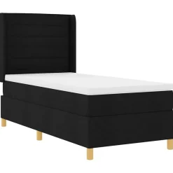 Lits & Accessoires-vidaXL Lit à ressorts avec bandes LED 80 x 200 cm tissu Noir