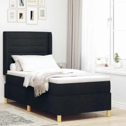 Lits & Accessoires-vidaXL Lit à ressorts avec bandes LED 80 x 200 cm tissu Noir
