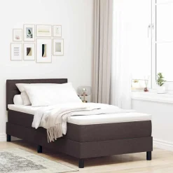 Lits & Accessoires-vidaXL Lit à ressorts avec tête de lit 80 x 200 cm tissu Marron foncé