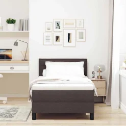 Lits & Accessoires-vidaXL Lit à ressorts avec tête de lit 80 x 200 cm tissu Marron foncé