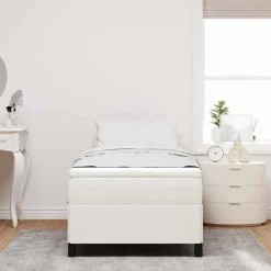 vidaXL Lit à ressorts Crème 80 x 200 cm Tissu en velours côtelé