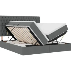 Ensembles De Meubles-vidaXL Lit avec bandes LED avec stockage 180 x 200 cm tissu Gris foncé