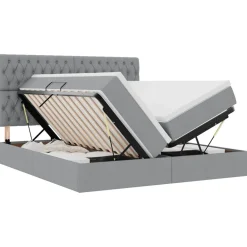 Ensembles De Meubles-vidaXL Lit avec bandes LED avec stockage 180 x 200 cm tissu Gris clair