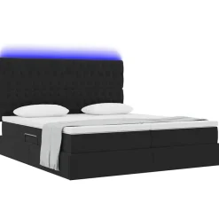 Ensembles De Meubles-vidaXL Lit avec des lumières à LED 180 x 200 cm Velours Noir
