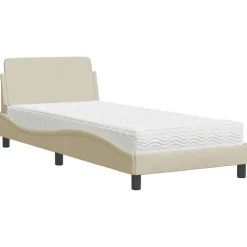 Lits & Accessoires-vidaXL Lit avec matelas Dover crème 80x200 cm tissu Crème