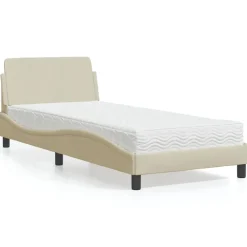 Lits & Accessoires-vidaXL Lit avec matelas Dover crème 80x200 cm tissu Cr&egrave;me