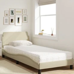 Lits & Accessoires-vidaXL Lit avec matelas Dover crème 80x200 cm tissu Cr&egrave;me