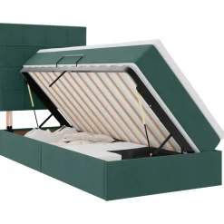 Lits & Accessoires-vidaXL Lit avec rangement et matelas 90 x 190 cm Velours Vert foncé
