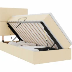 vidaXL Lit avec rangement et matelas Crème 90 x 190 cm Polyester