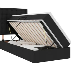 Lits & Accessoires-vidaXL Lit avec rangement et LED avec LED 90 x 190 cm Polyester Noir