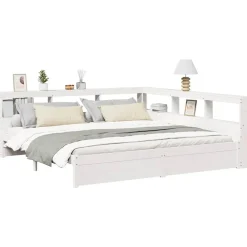 vidaXL Lit bibliothèque sans matelas 200x200 cm bois pin massif