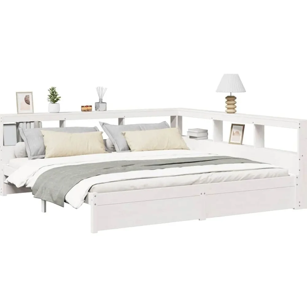 vidaXL Lit bibliothèque sans matelas 200x200 cm bois pin massif