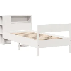 Lits & Accessoires-vidaXL Lit bibliothèque sans matelas 75x190cm bois de pin massif Blanc