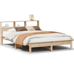 Lits & Accessoires-vidaXL Lit bibliothèque sans matelas 120x200 cm bois de pin massif Naturel