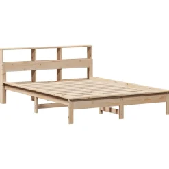 Lits & Accessoires-vidaXL Lit bibliothèque sans matelas 120x200 cm bois de pin massif Naturel