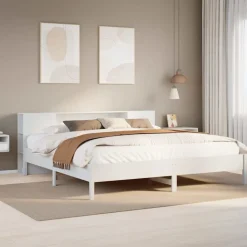Lits & Accessoires-vidaXL Lit bibliothèque sans matelas 200x200 cm bois pin massif Blanc