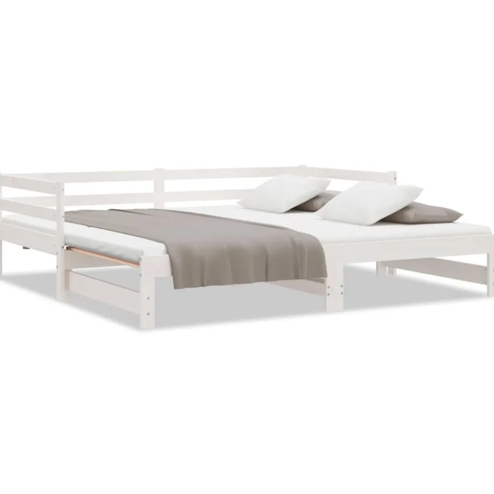Lits & Accessoires-vidaXL Lit coulissant sans matelas 2x(90x200) cm Blanc