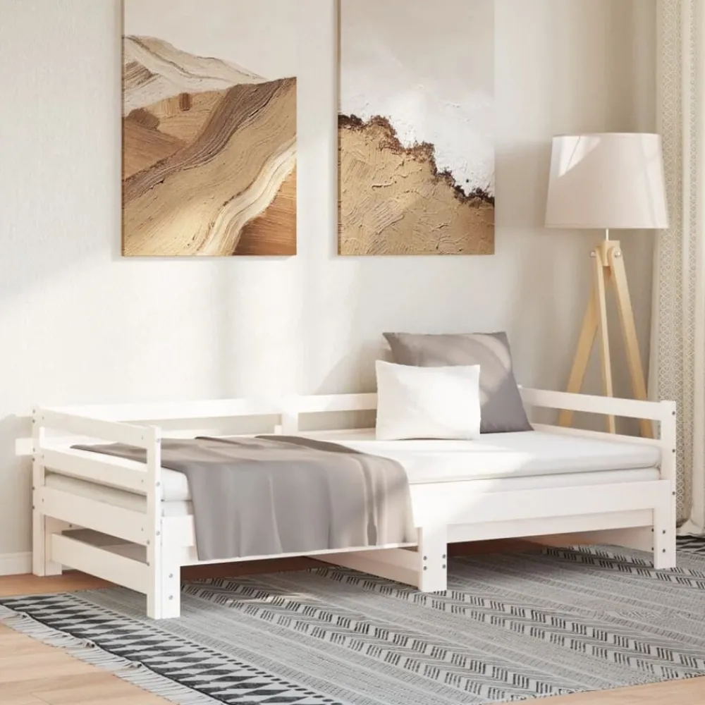 Lits & Accessoires-vidaXL Lit coulissant sans matelas 2x(90x200) cm Blanc
