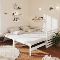 Lits & Accessoires-vidaXL Lit coulissant sans matelas 2x(90x200) cm Blanc