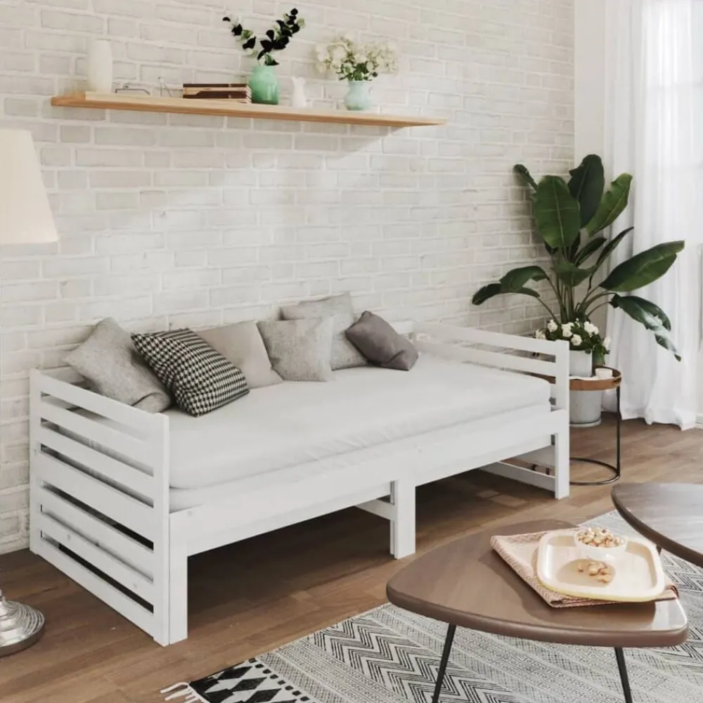 Lits & Accessoires-vidaXL Lit coulissant sans matelas 2x(90x200) cm Blanc
