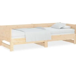 Lits & Accessoires-vidaXL Lit coulissant sans matelas bois de pin solide 2x(80x200) cm Naturel