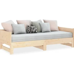 Lits & Accessoires-vidaXL Lit coulissant sans matelas bois de pin solide 2x(80x200) cm Naturel