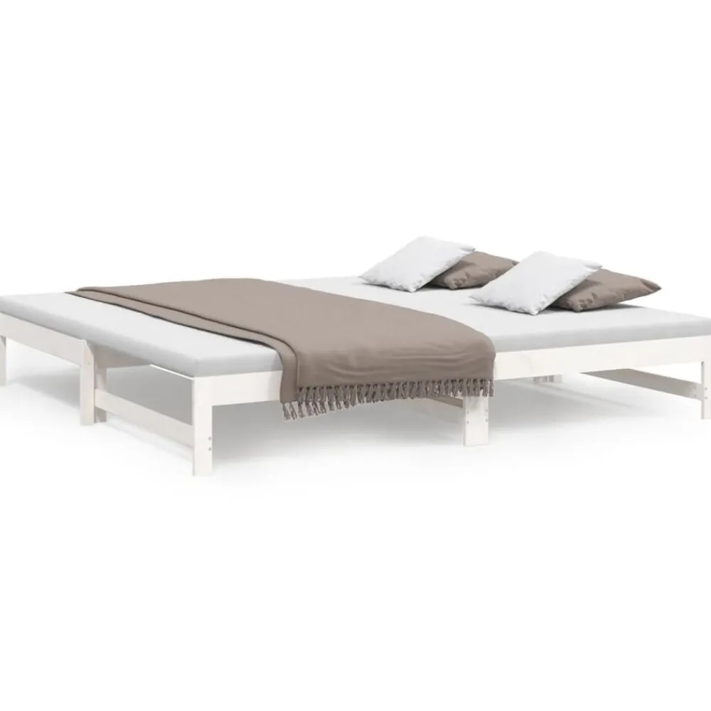 Lits & Accessoires-vidaXL Lit coulissant sans matelas 2x(100x200) cm Blanc