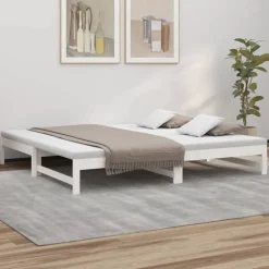 Lits & Accessoires-vidaXL Lit coulissant sans matelas 2x(100x200) cm Blanc