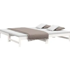 Lits & Accessoires-vidaXL Lit coulissant sans matelas 2x(100x200) cm Blanc