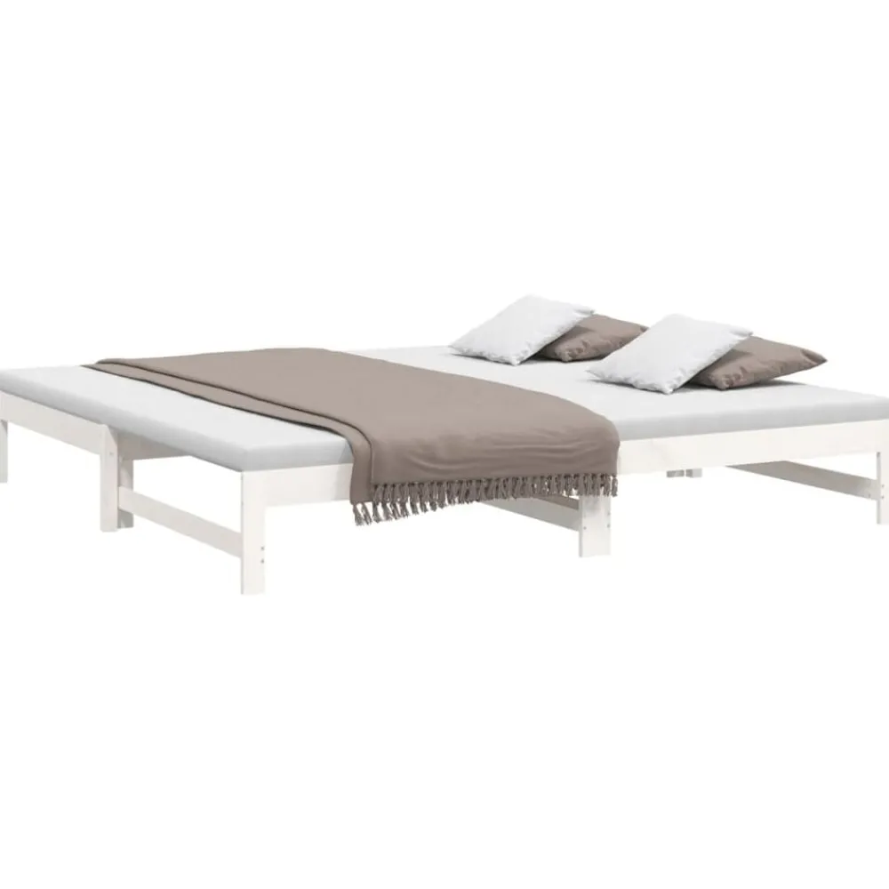 Lits & Accessoires-vidaXL Lit coulissant sans matelas 2x(100x200) cm Blanc