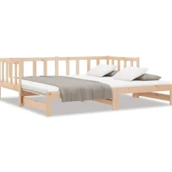 Lits & Accessoires-vidaXL Lit coulissant 2x(80x200) cm Bois de pin massif Naturel
