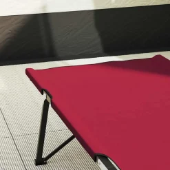 Loisirs De Plein Air-vidaXL Lit de camping pliant 206 x 76 x 74 cm Oxford et acier Rouge