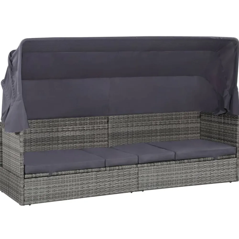 Mobilier De Jardin-vidaXL Lit de jardin avec auvent 205x62 cm Résine tressée Gris