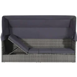 Mobilier De Jardin-vidaXL Lit de jardin avec auvent 205x62 cm Résine tressée Gris
