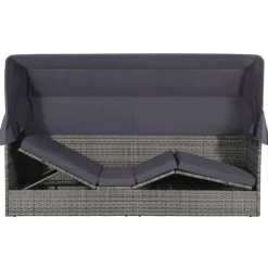Mobilier De Jardin-vidaXL Lit de jardin avec auvent 205x62 cm Résine tressée Gris