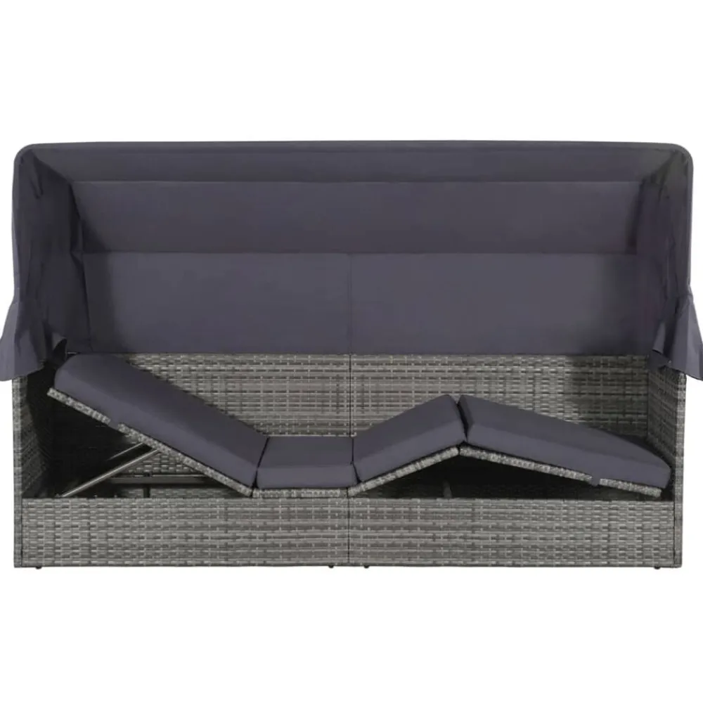 Mobilier De Jardin-vidaXL Lit de jardin avec auvent 205x62 cm Résine tressée Gris