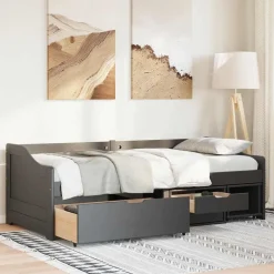 Lits & Accessoires-vidaXL Lit de jour avec 3 tiroirs sans matelas IRUN 90x200 cm Noir
