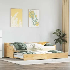 Lits & Accessoires-vidaXL Lit de jour avec gigogne sans matelas IRUN 90x200 cm Marron