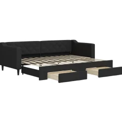 Lits & Accessoires-vidaXL Lit de jour avec gigogne et tiroirs sans matelas 80x200 cm Noir