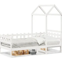 Lits & Accessoires-vidaXL Lit de jour avec toit sans matelas 80x200 cm bois massif Blanc