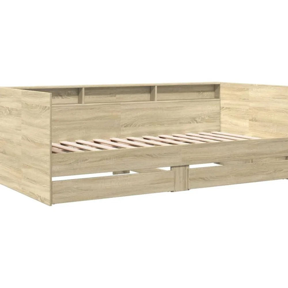 Lits & Accessoires-vidaXL Lit de jour avec tiroirs sans matelas chêne sonoma 100x200 cm Chêne sonoma