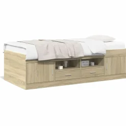 Lits & Accessoires-vidaXL Lit de jour avec tiroirs sans matelas chêne sonoma 90x200 cm Ch&ecirc;ne sonoma