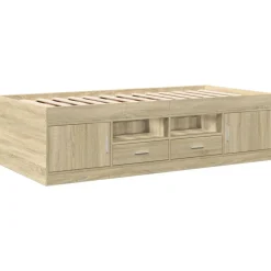 Lits & Accessoires-vidaXL Lit de jour avec tiroirs sans matelas chêne sonoma 90x200 cm Chêne sonoma
