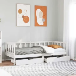 vidaXL Lit de jour et tiroirs sans matelas 90x200 cm bois massif