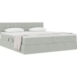 Lits & Accessoires-vidaXL Lit de Rangement avec matelas 90 x 200 cm Gris clair
