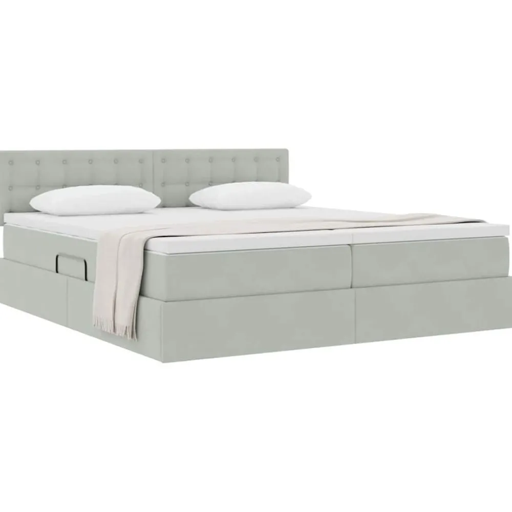 Lits & Accessoires-vidaXL Lit de Rangement avec matelas 90 x 200 cm Gris clair
